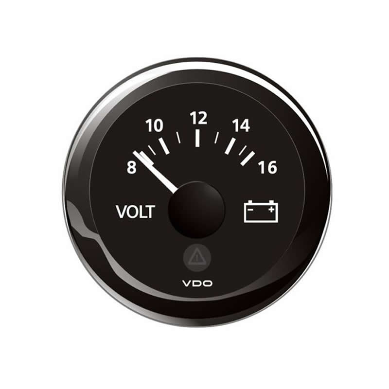 VDO ViewLine Voltmeter 8-16V Black 52 mm